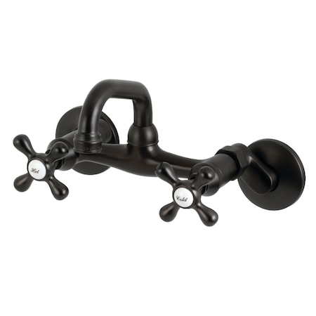 Kingston Brass KS212MB Two-Handle Wall Mount Bar Faucet, Matte Black KS212MB